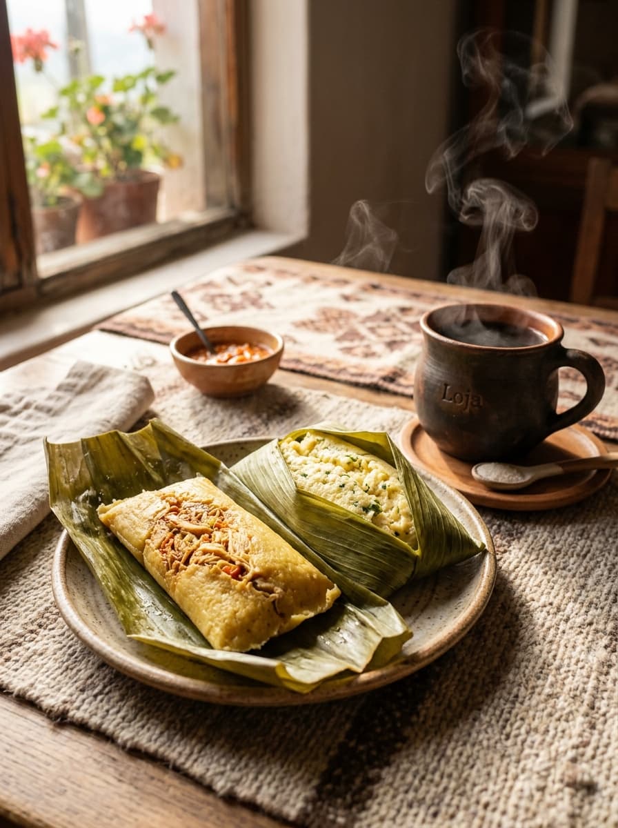 Tamal Lojano con Café de Altura